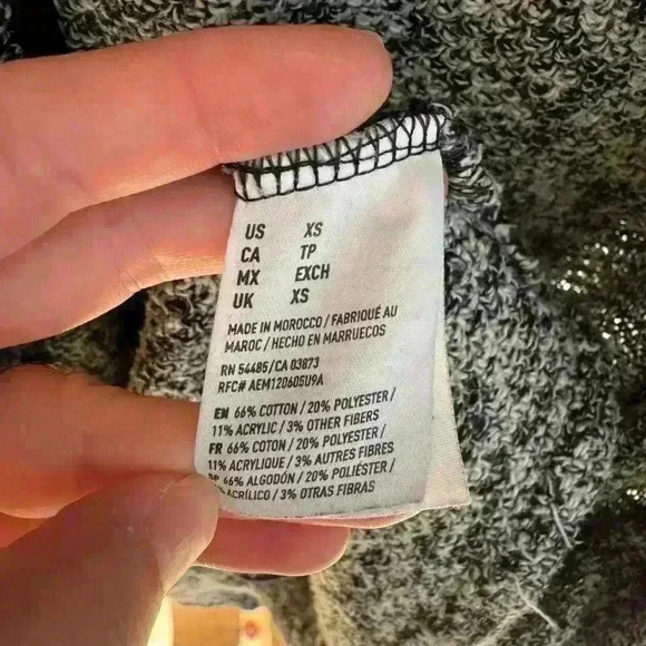 American Eagle Outfitters women’s black and white cardigan open front size XS - Picture 6 of 12